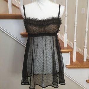 2000s Victoria’s Secret sheer mesh lace babydoll camisole